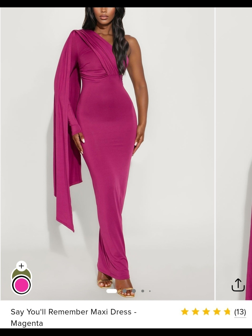 Magenta One-Shoulder Maxi Dress